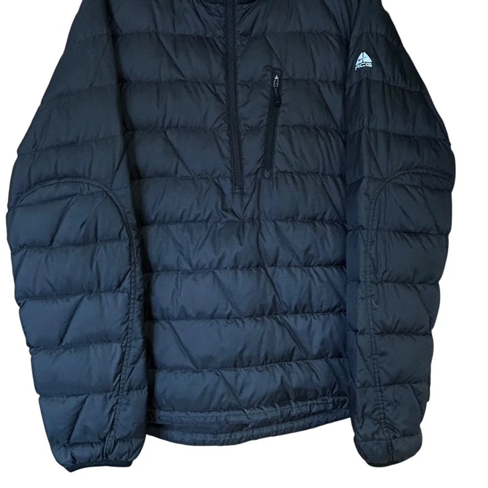 Nike ACG Men's Quilted Half-Zip Jacket Size XL Black Goose Down Outdoor Gorpcore